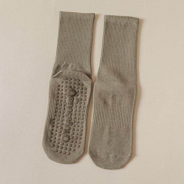 Plain Ribbed Anti-Slip Socks