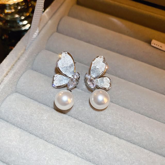 / Floral Alloy Pearl Designs) Faux Earring (Various Bow