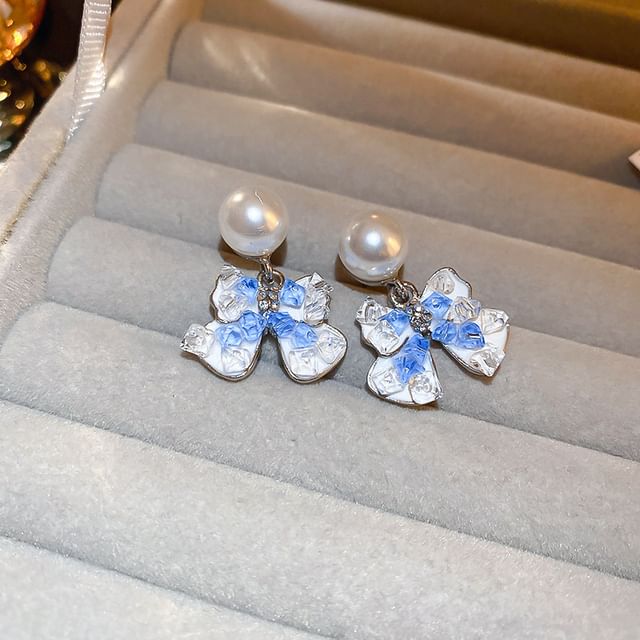 / Floral Alloy Pearl Designs) Faux Earring (Various Bow