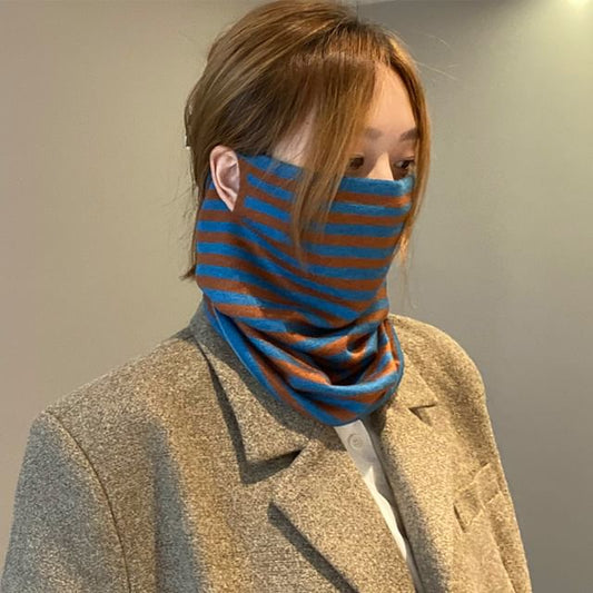 Striped Multi-Way Knit Scarf / Beanie