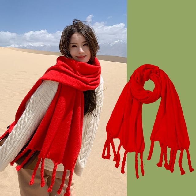 Fringed Plain Scarf