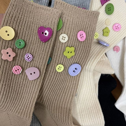 Button Accent Socks