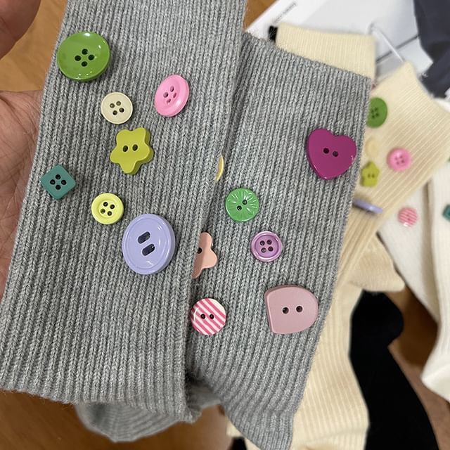 Button Accent Socks