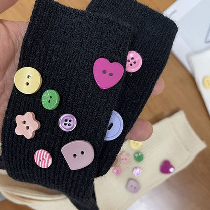 Button Accent Socks