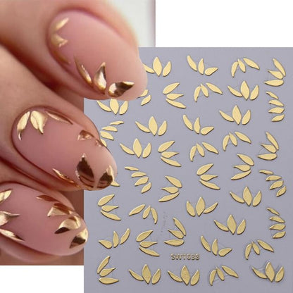 Leaf Metallic Nail Art Stickers