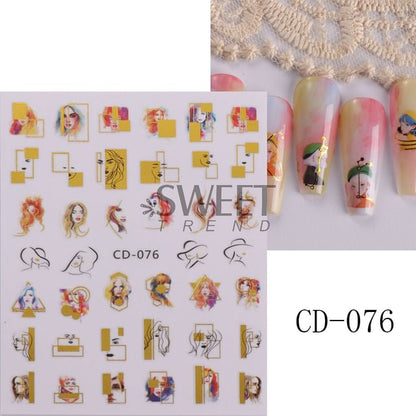 Cartoon Girl Nail Art Stickers (Various Designs)