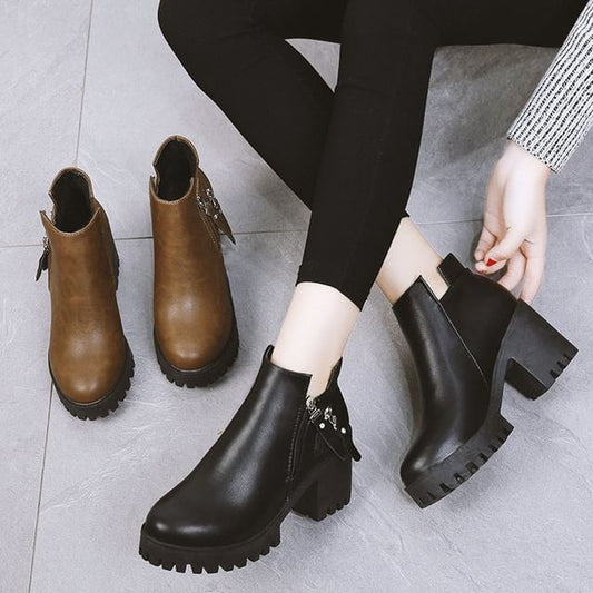 Ankle Chunky Heel Boots Platform