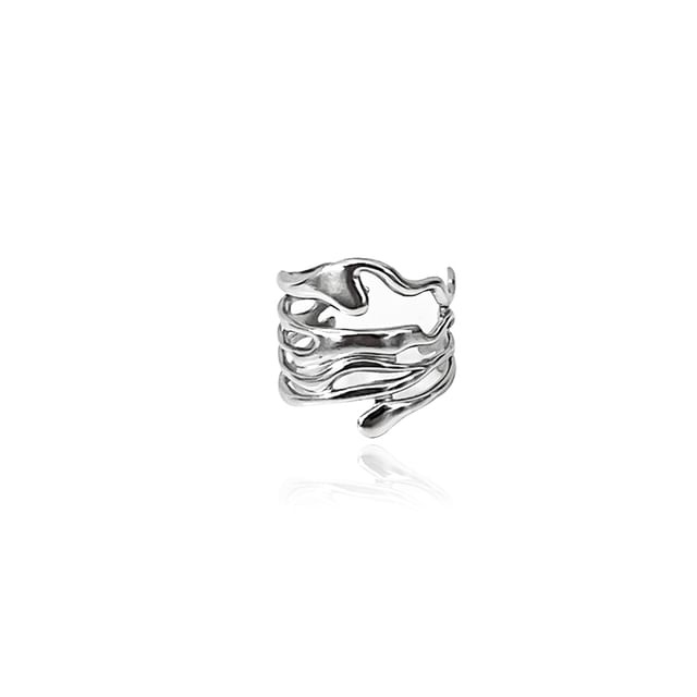 Layered Stainless Steel Open Ring (Various Designs) / Set