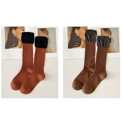 Two Tone Ribbed Socks / Set