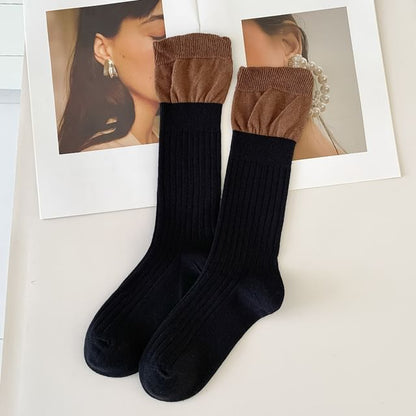 Two Tone Ribbed Socks / Set