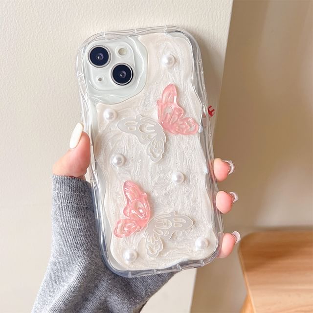 Pearl Case Faux Butterfly Phone