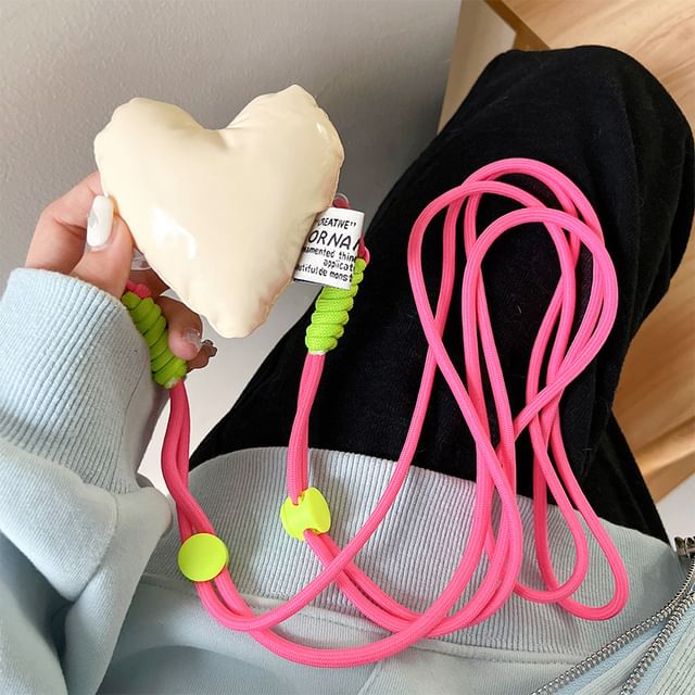 On Clip Padded Lanyard Heart Phone