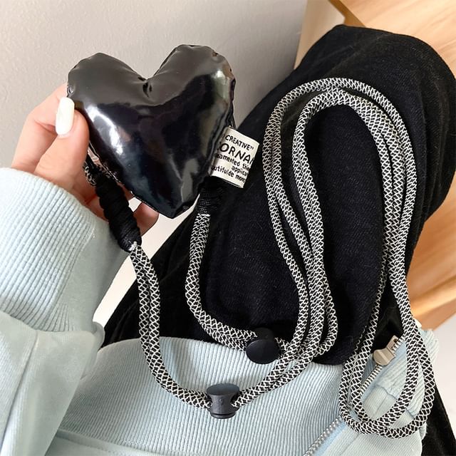 On Clip Padded Lanyard Heart Phone
