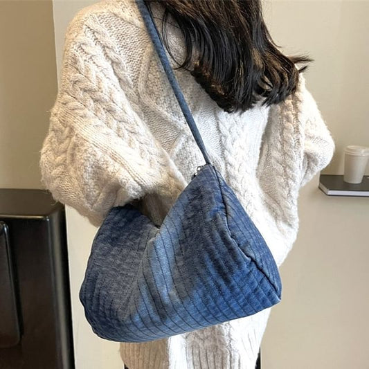 Striped Denim Shoulder Bag