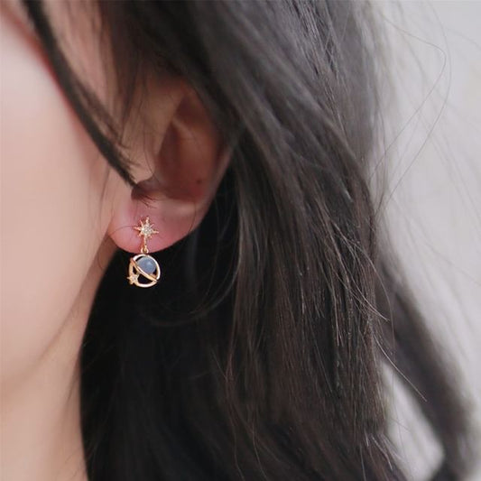 Stone Star Earring Drop Eye Cat Planet Faux Alloy