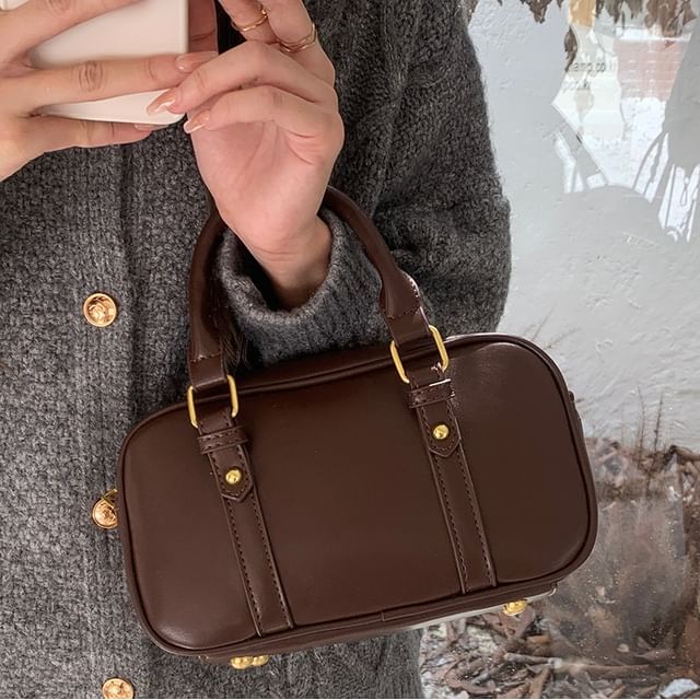 Faux Bag Crossbody Top Leather Plain Handle