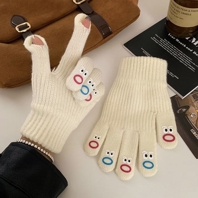 Print Cartoon Gloves Knit Touchscreen