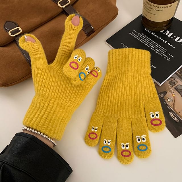 Print Cartoon Gloves Knit Touchscreen