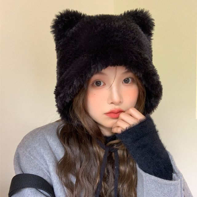 Ear Chenille Pom Hat Bear