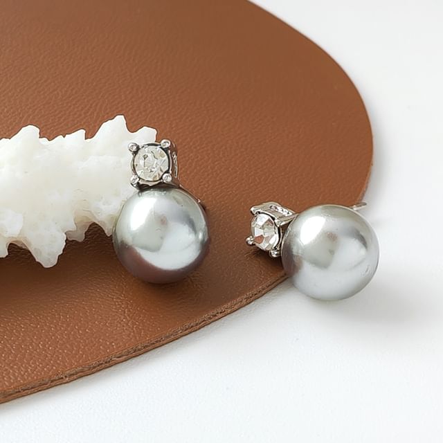 Drop Rhinestone Earring Pearl Faux