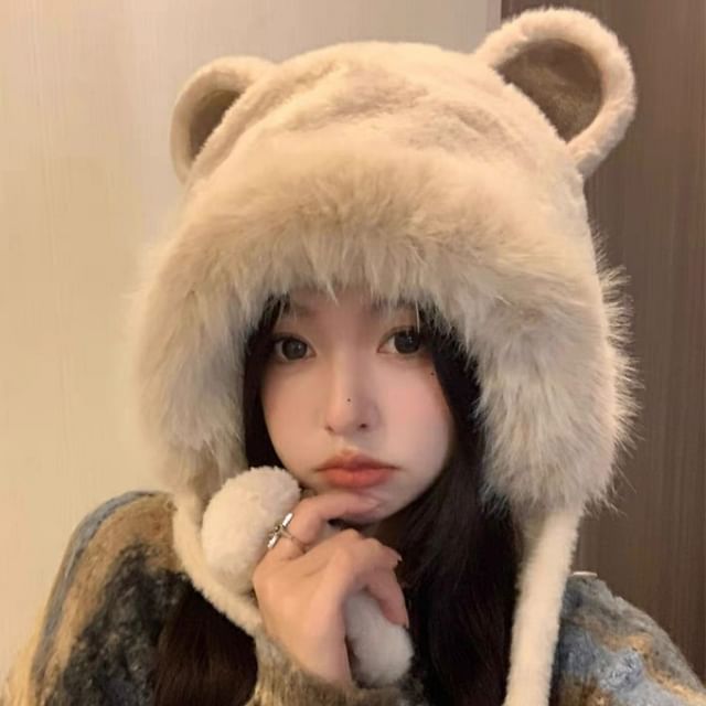 Ear Hat Bear Bonnet Fluffy