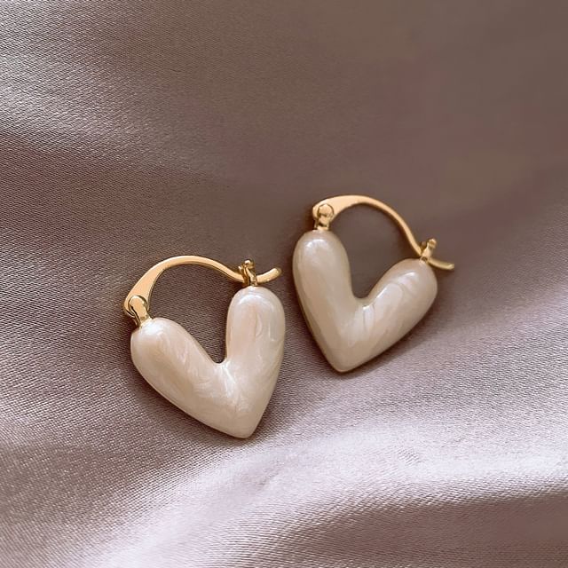 Heart Glaze Alloy Hoop Earring