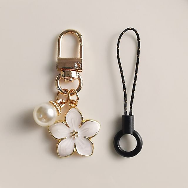 Floral Faux Pearl Phone Charm
