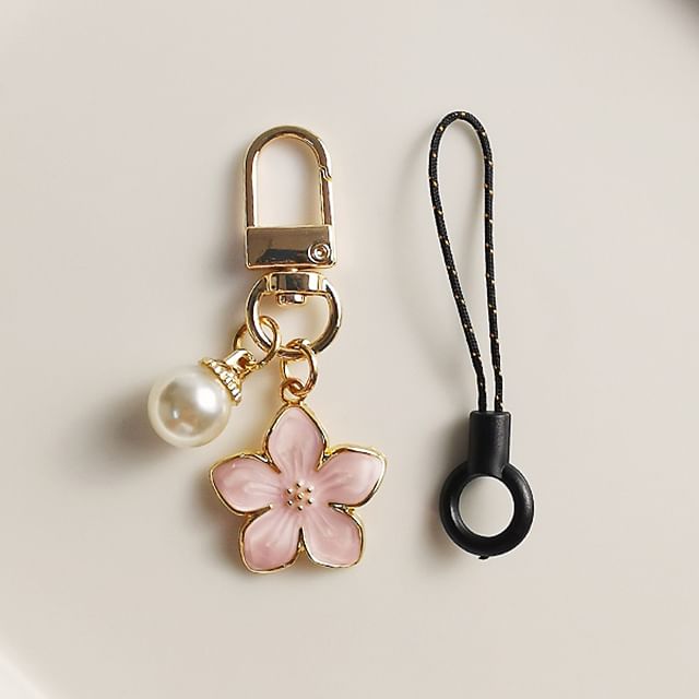 Floral Faux Pearl Phone Charm