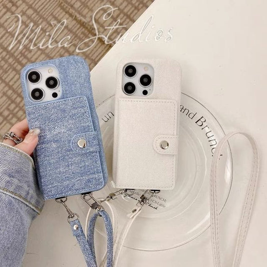 Denim Phone Case Card Lanyard Holder