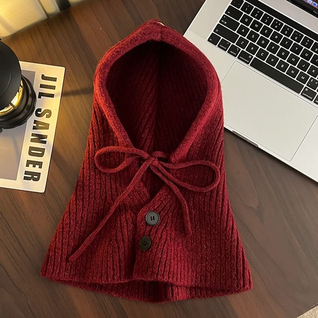 Buttoned Knit Trapper Hat