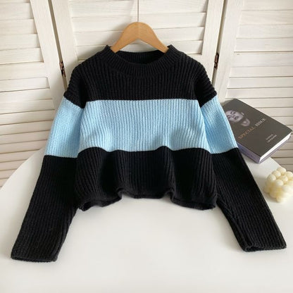 Crew Neck Two Tone Sweater