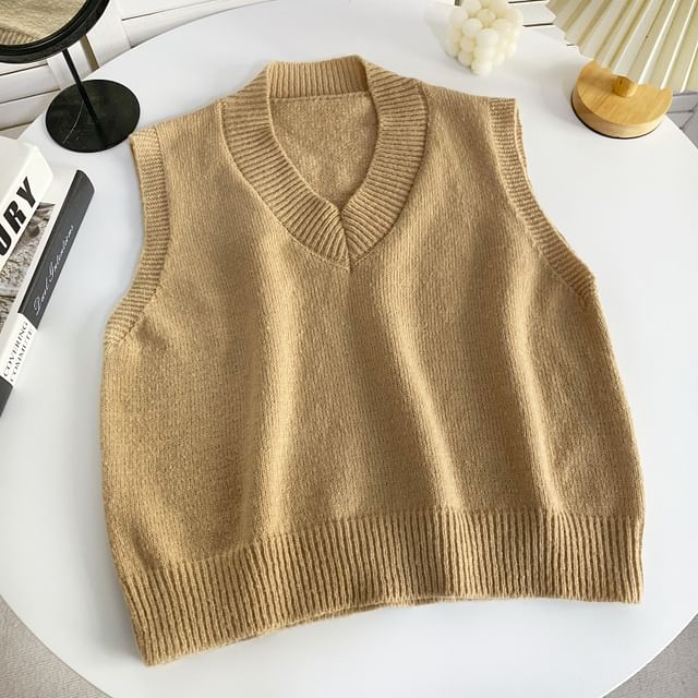 V-Neck Plain Sweater Vest