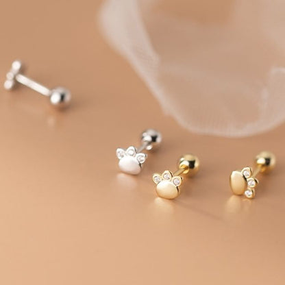 Rhinestone Paw Ear Stud