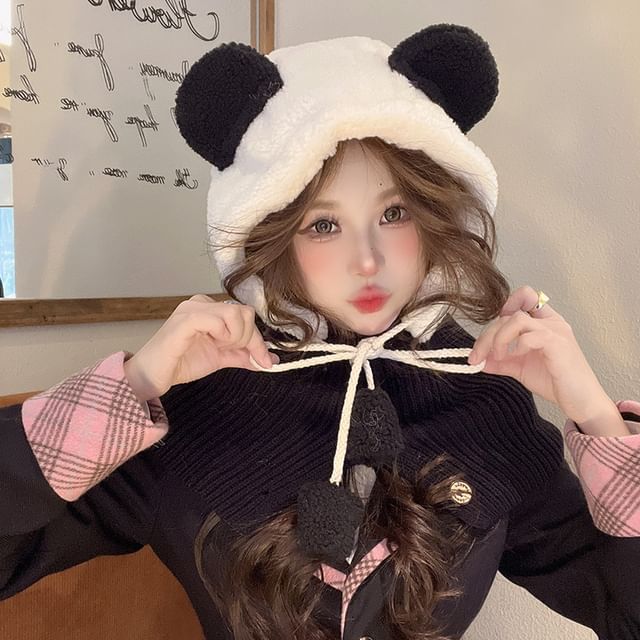 Bear Ear Faux Balaclava Shearling