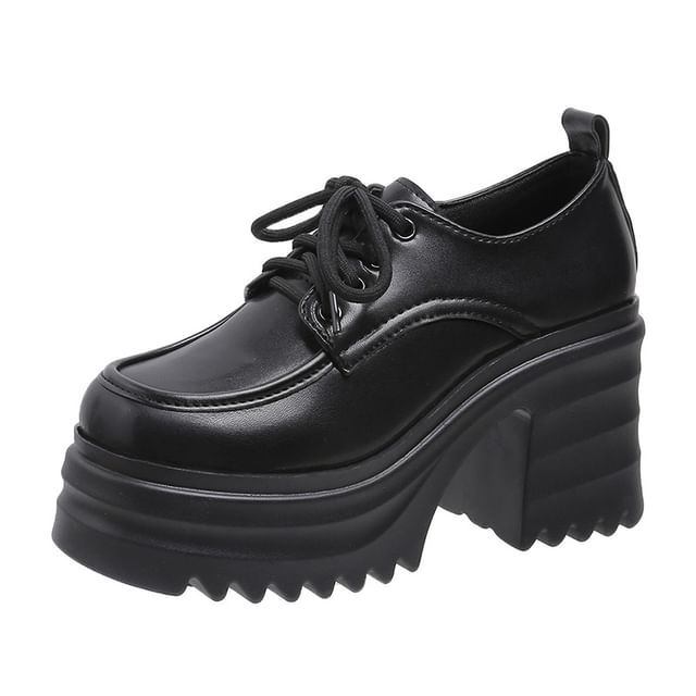 Lace-Up Chunky Platform Shoes Heel Derby