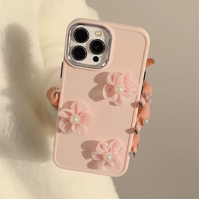 Floral Faux Pearl Phone Case