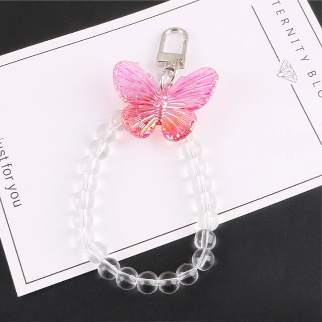 Butterfly Acrylic Bead Bag Charm Keyring