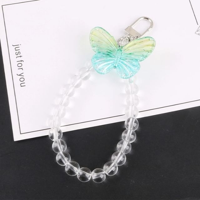 Butterfly Acrylic Bead Bag Charm Keyring