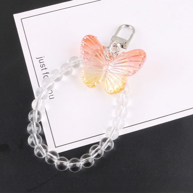 Butterfly Acrylic Bead Bag Charm Keyring