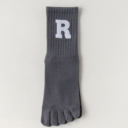 Anti-Slip Letter Embroidered Toe Socks