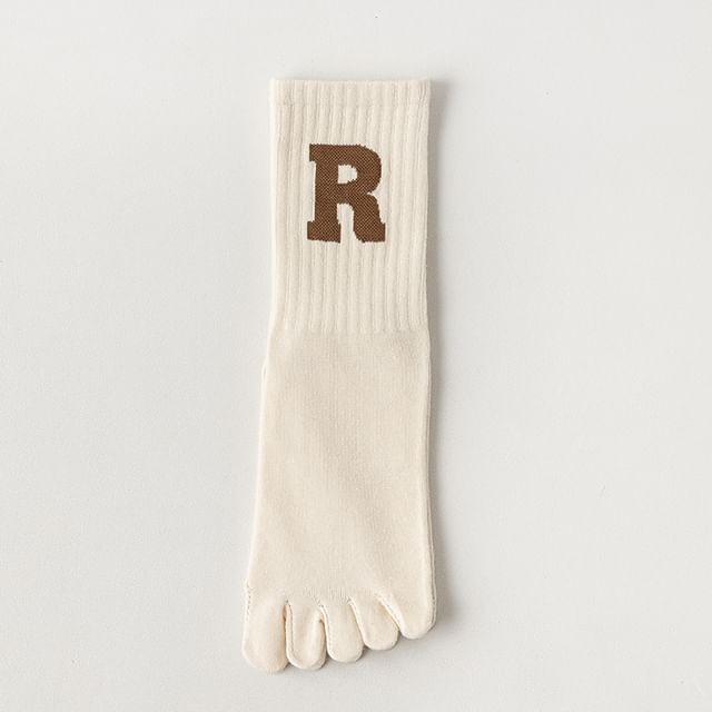 Anti-Slip Letter Embroidered Toe Socks