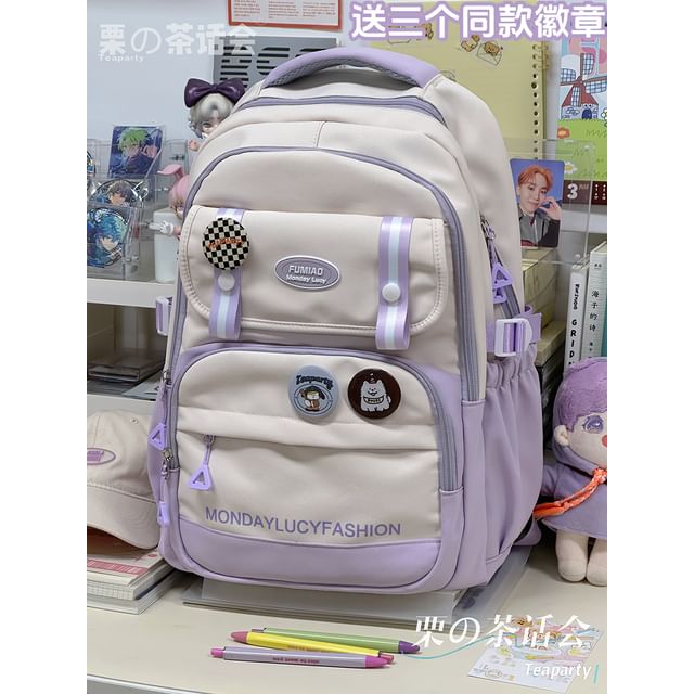 Lettering Print Flap Backpack / Crossbody Tote Bag