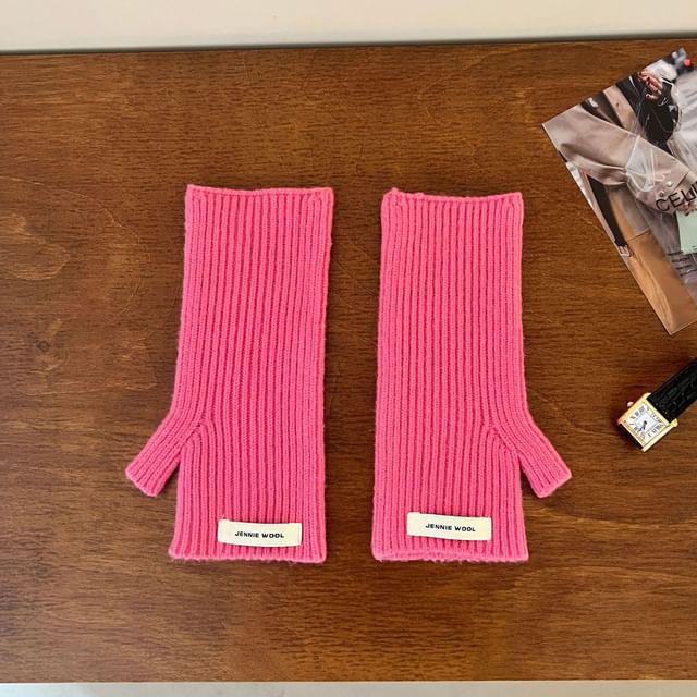 Gloves Knit Ribbed Fingerless Plain