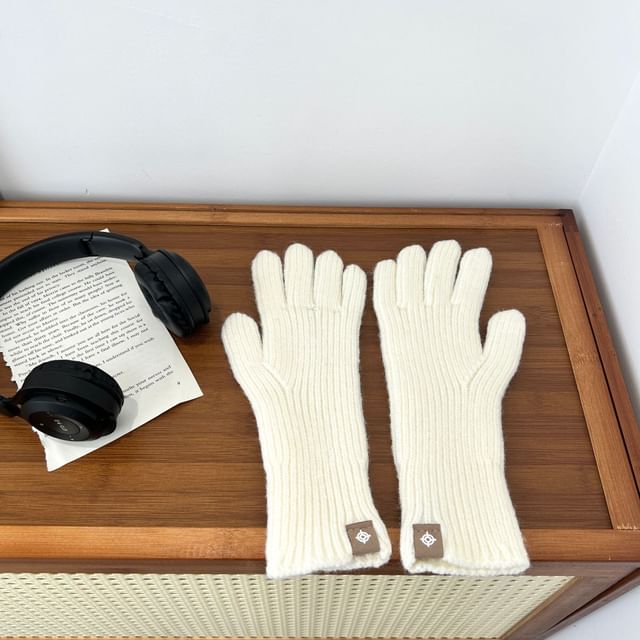 Knit Gloves Plain Ribbed