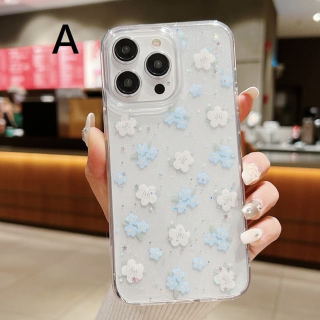 Floral Butterfly Transparent Phone Case For iPhone 12/12 Pro, 12 Pro Max, 13, 13 Pro, 13 Pro Max, 14, 14 Plus, 14 Pro, 14 Pro Max, 15, 15 Pro, 15 Pro Max