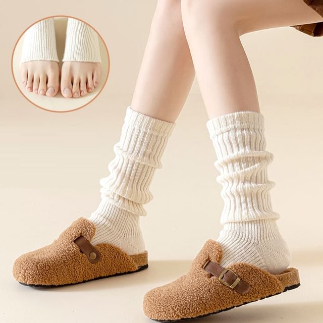 Plain Ribbed Knit Leg Warmer / Set