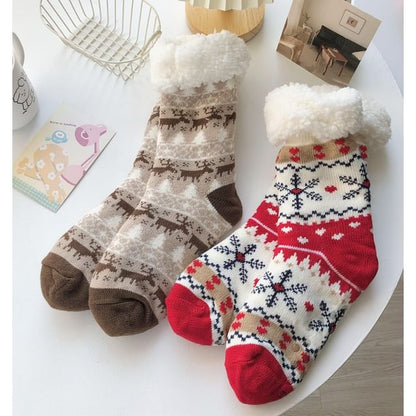 Printed Fleece-Lined Socks / Set