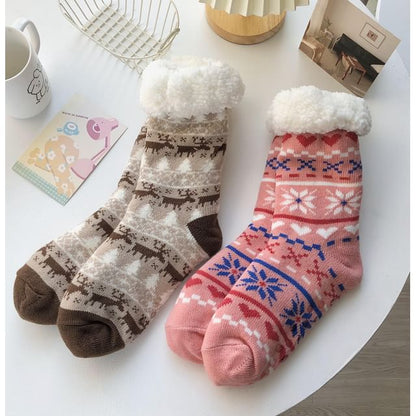 Printed Fleece-Lined Socks / Set