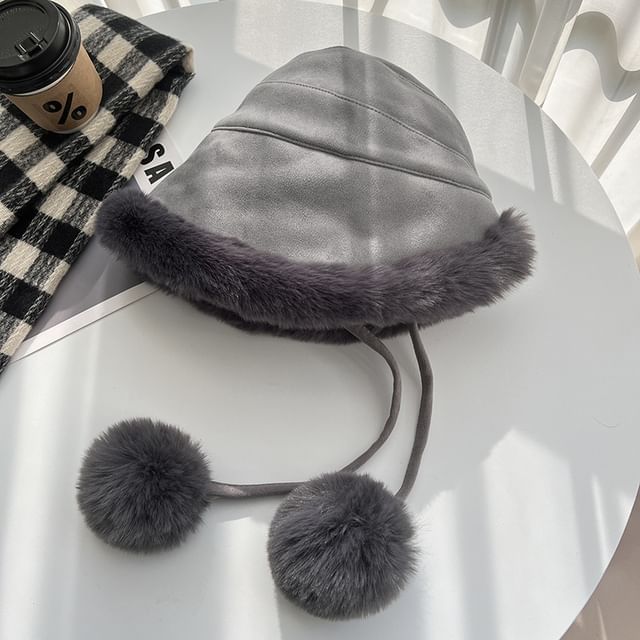 Pom Shearling Faux Hat