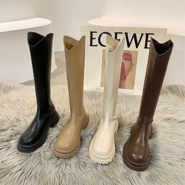 Boots Plain Platform Tall